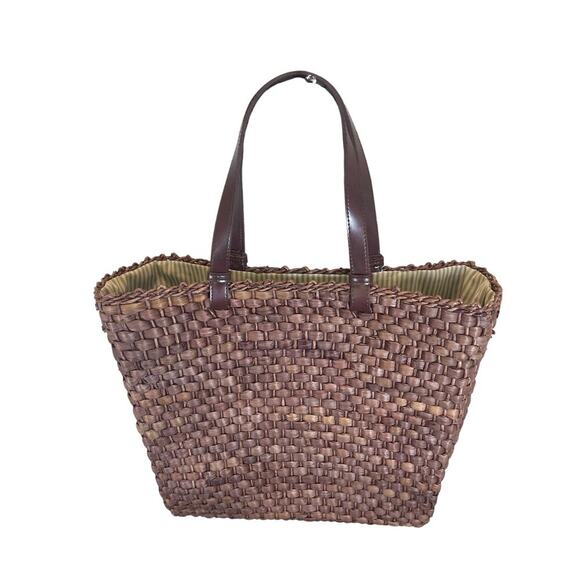 CORN-HUSH BROWN STRAW TOTE BAG 16’x 14’ CLOTH LINEN BOHO BEACH BAG VERSATILE - Picture 14 of 15
